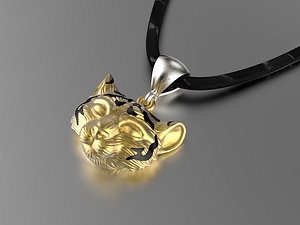 Jewelry Necklace Pendant Tiger Head 0199 2 V1 3dm stl