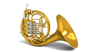 Realistic French Horn High Detail Brass Instrument 3D