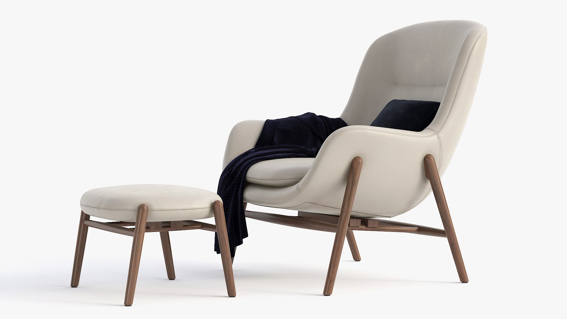3D Nora Lounge Chair and Ottoman TurboSquid 1955698
