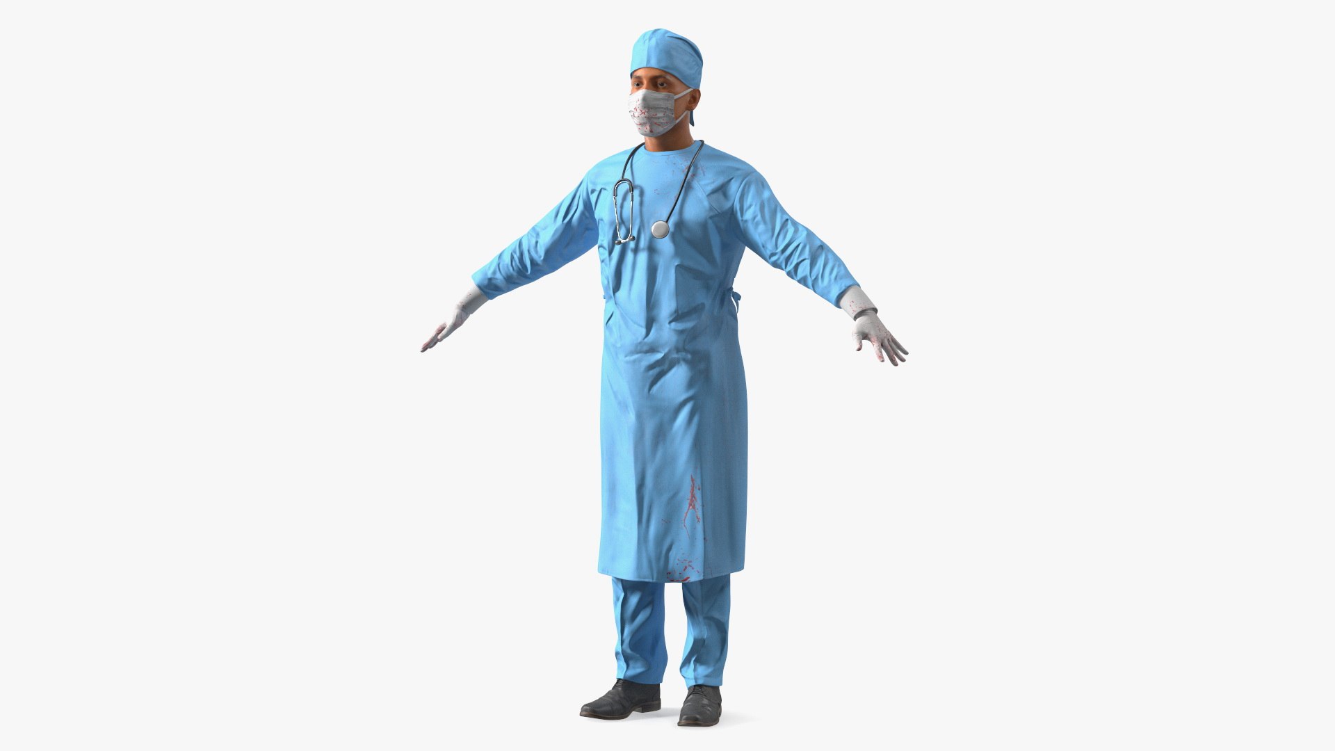 Blood Stained Surgeon Doctor In Mask 3D model preview
