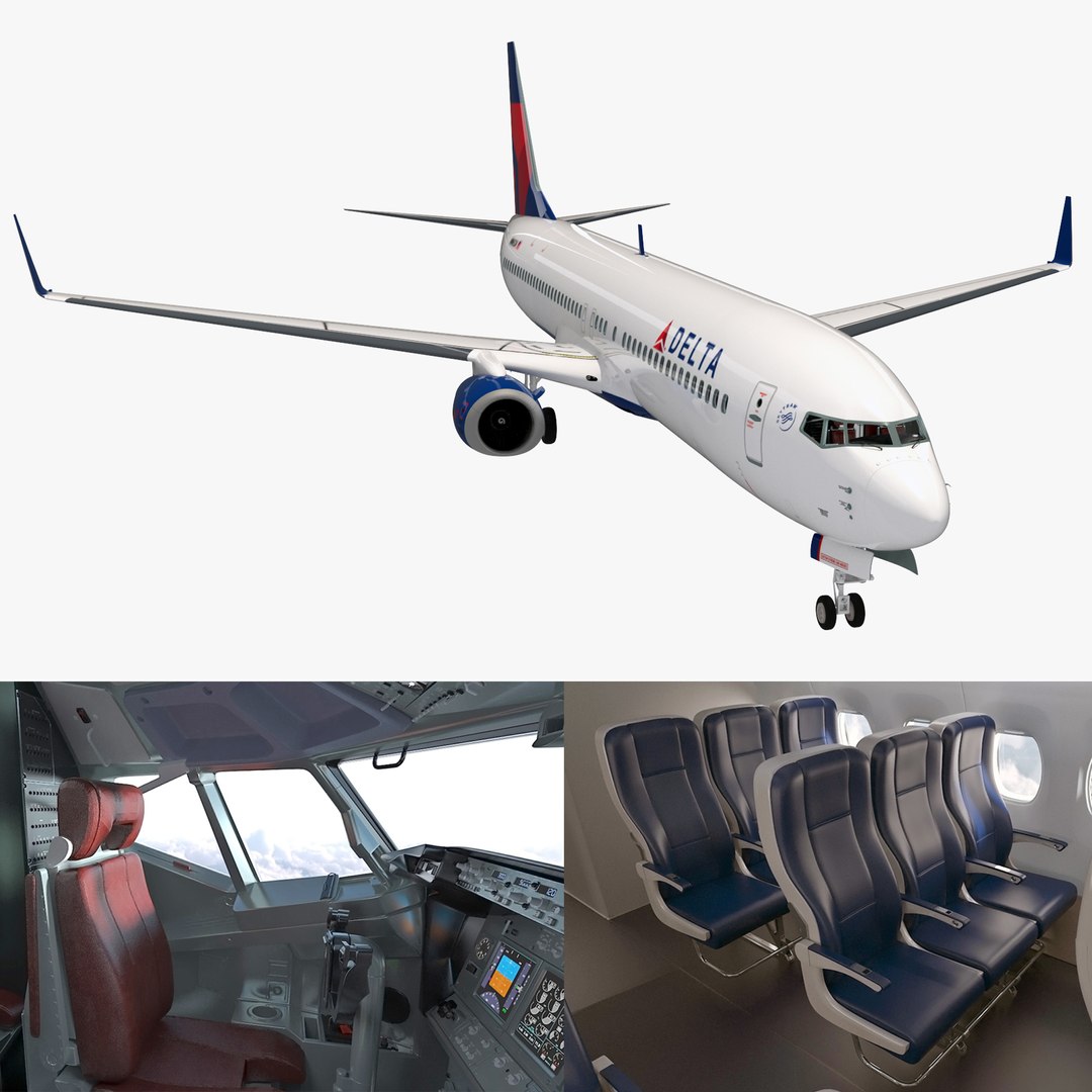 Boeing 737-900 with Interior Delta Air Lines 3D Model 3D model preview