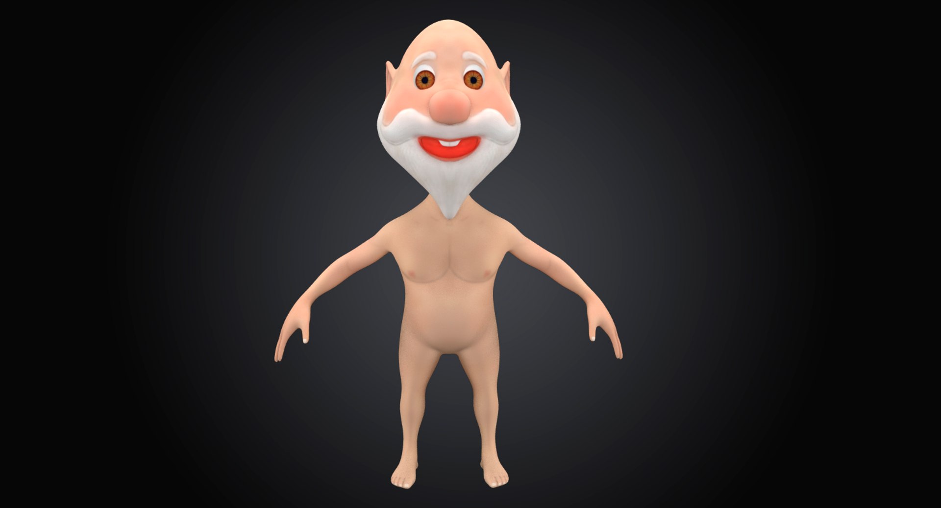 3d Model Cartoon Naked Old Man