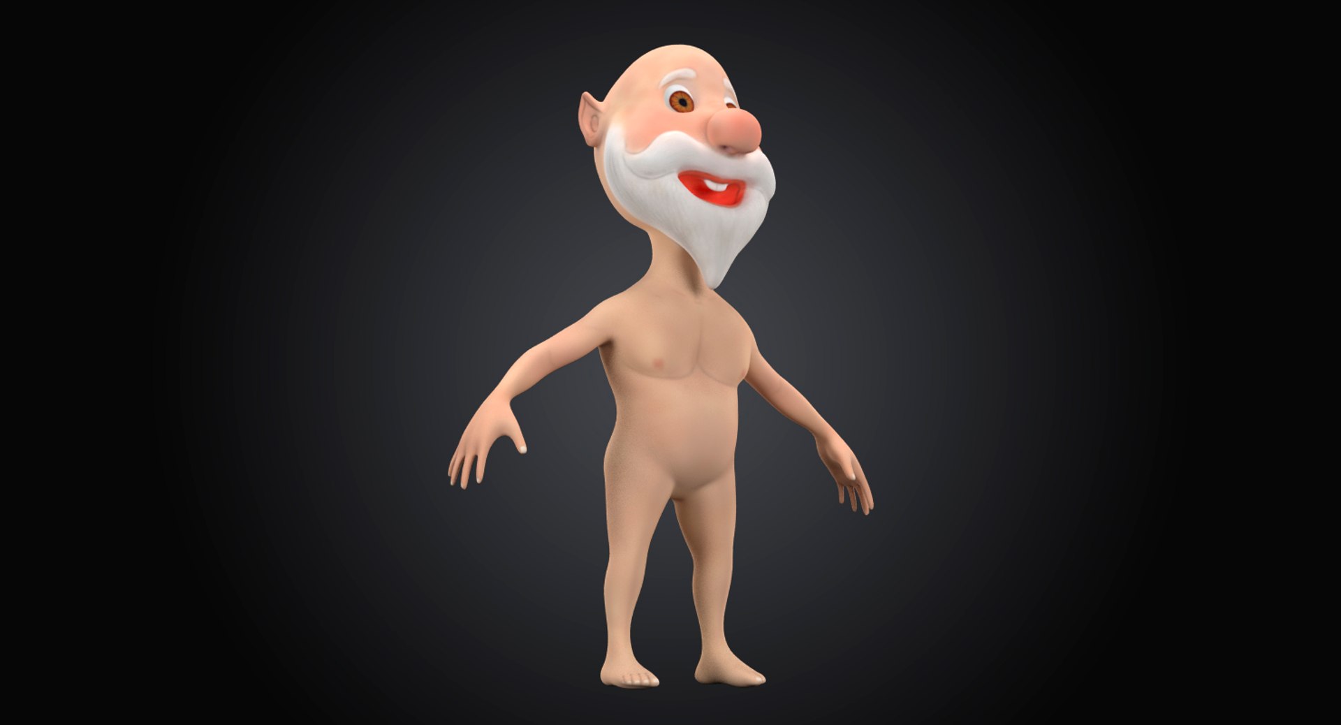 Naked old man cartoon