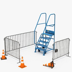 Wheeled ladder with barriers