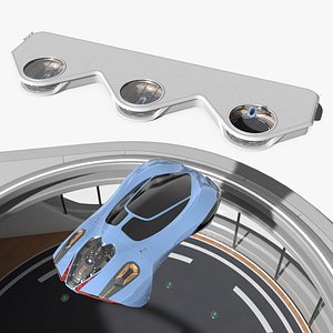 Futuristic Air Taxi Port with Flying Hover Cars 3D model