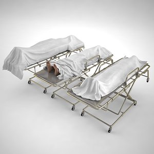 Dead Body covered with a sheet on a stretcher