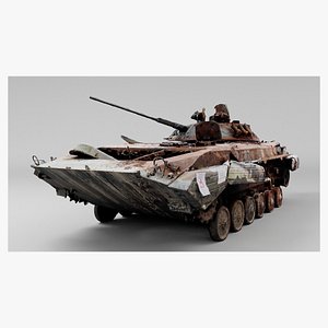 3D model russian BMP-2 infantry fighting vehicle destroyed by Ukrainian army