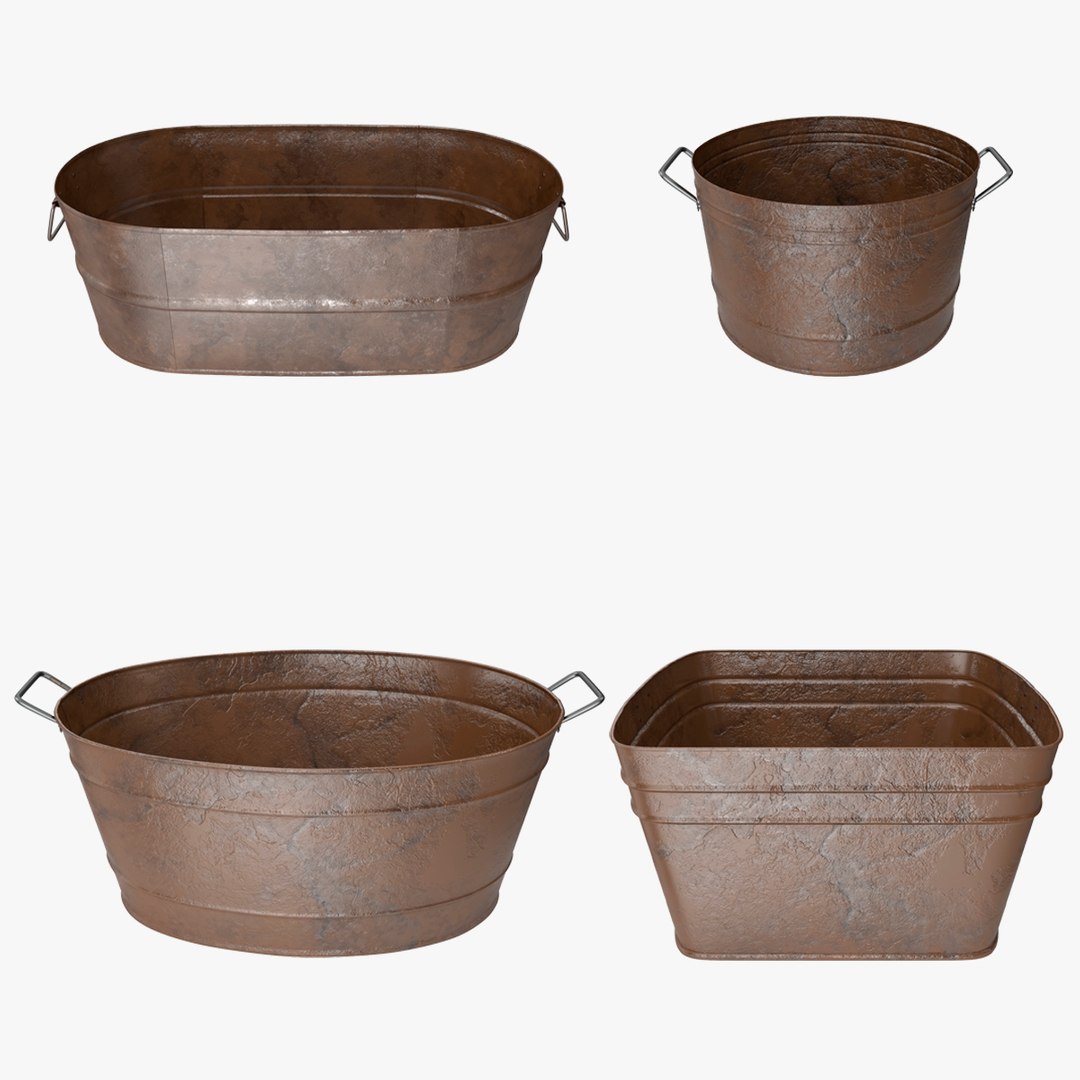 Rusty Metal Container Set 3D model preview
