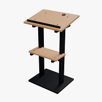 Twin Post Steel Lectern with Sloped Timber Top and Utility Shelf