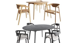 Dulwich extending round table and Dale Italia Duna chair 3D