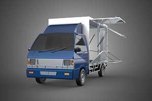 BLUE SIDE DOOR PANEL OPEN GATE WINDOW DROP BOX TRUCK FREIGHT CAR CUBE TYPE 2