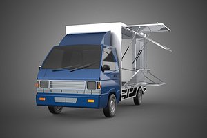BLUE SIDE DOOR PANEL OPEN GATE WINDOW DROP BOX TRUCK FREIGHT CAR CUBE TYPE 2