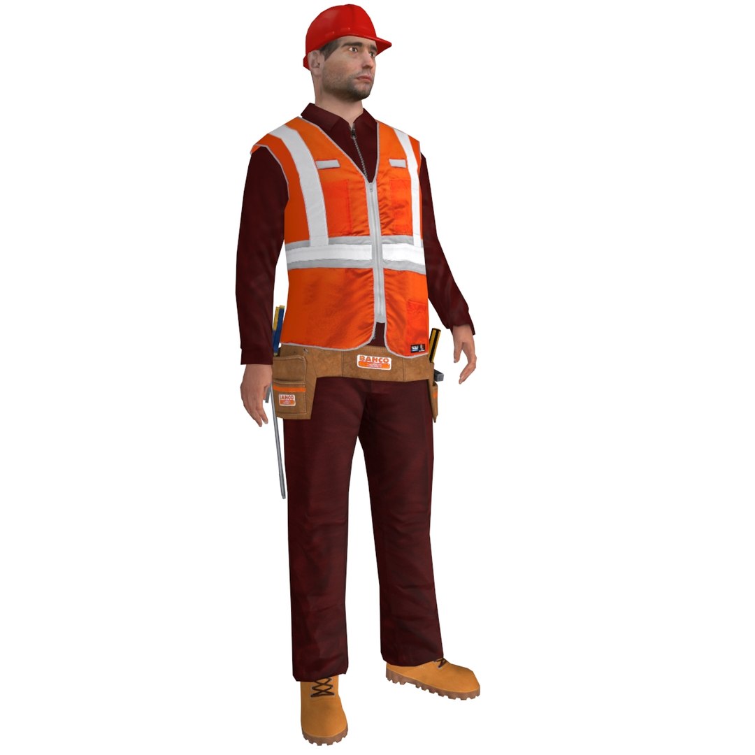 rigged worker biped man 3d model