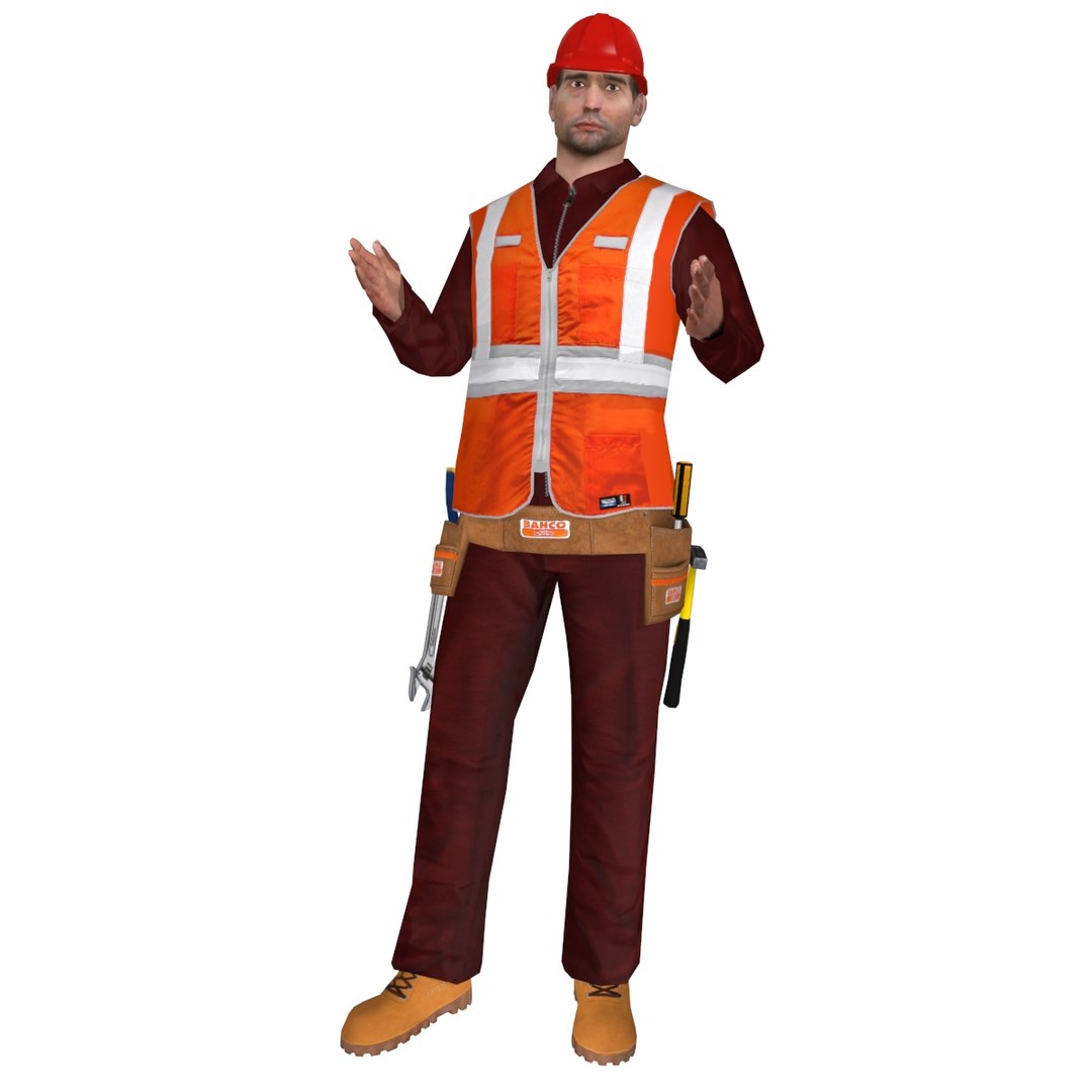 rigged worker biped man 3d model