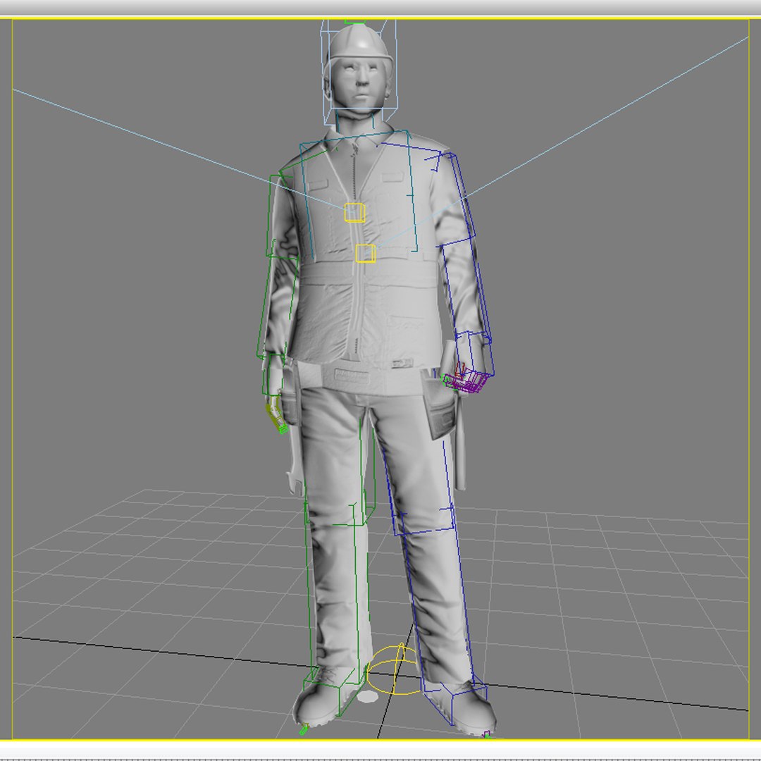 rigged worker biped man 3d model