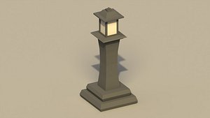 3D Low Poly Japanese Lamp Post 2 model