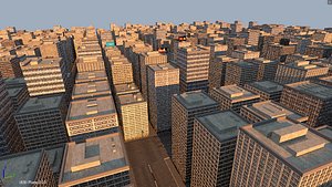 3d city evening cars model