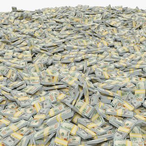 Bunch of One Hundred Dollar Bills V1 3D model
