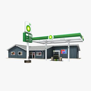 3d model bp gas station convenience store