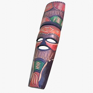 Decorative African wall Mask 09 low-poly 3D model