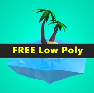 Coconut tree Island Low Poly Free VR / AR / low-poly 3D model