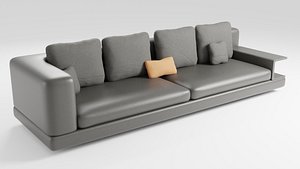 Leather sofa in an elegant minimalist style in dark colors 3D model