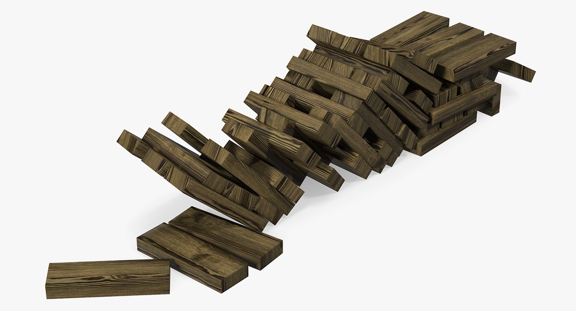 Wooden Game Bricks 3D model preview