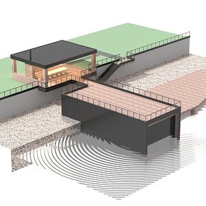 3D houseboat and gazebo