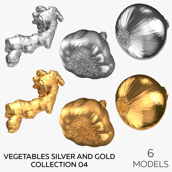 3D model Vegetables Silver and Gold Collection 04 - 6 models
