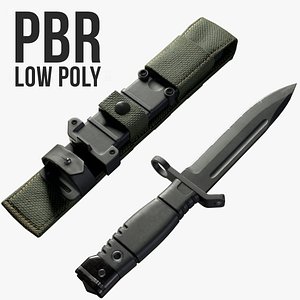 SHN-2 Bayonet and Scabbard Low Poly