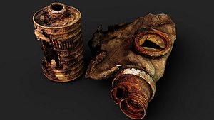Chernobyl exclusion zone gas mask filter debris PBR scan 3D