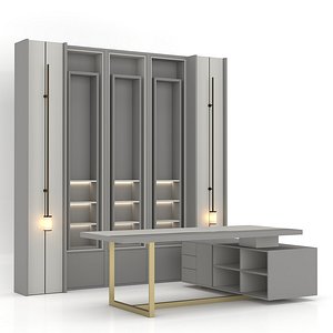 Office Table Bookshelf model