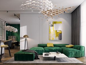 3D Detailed scene of an apartment neoclassicism corona render