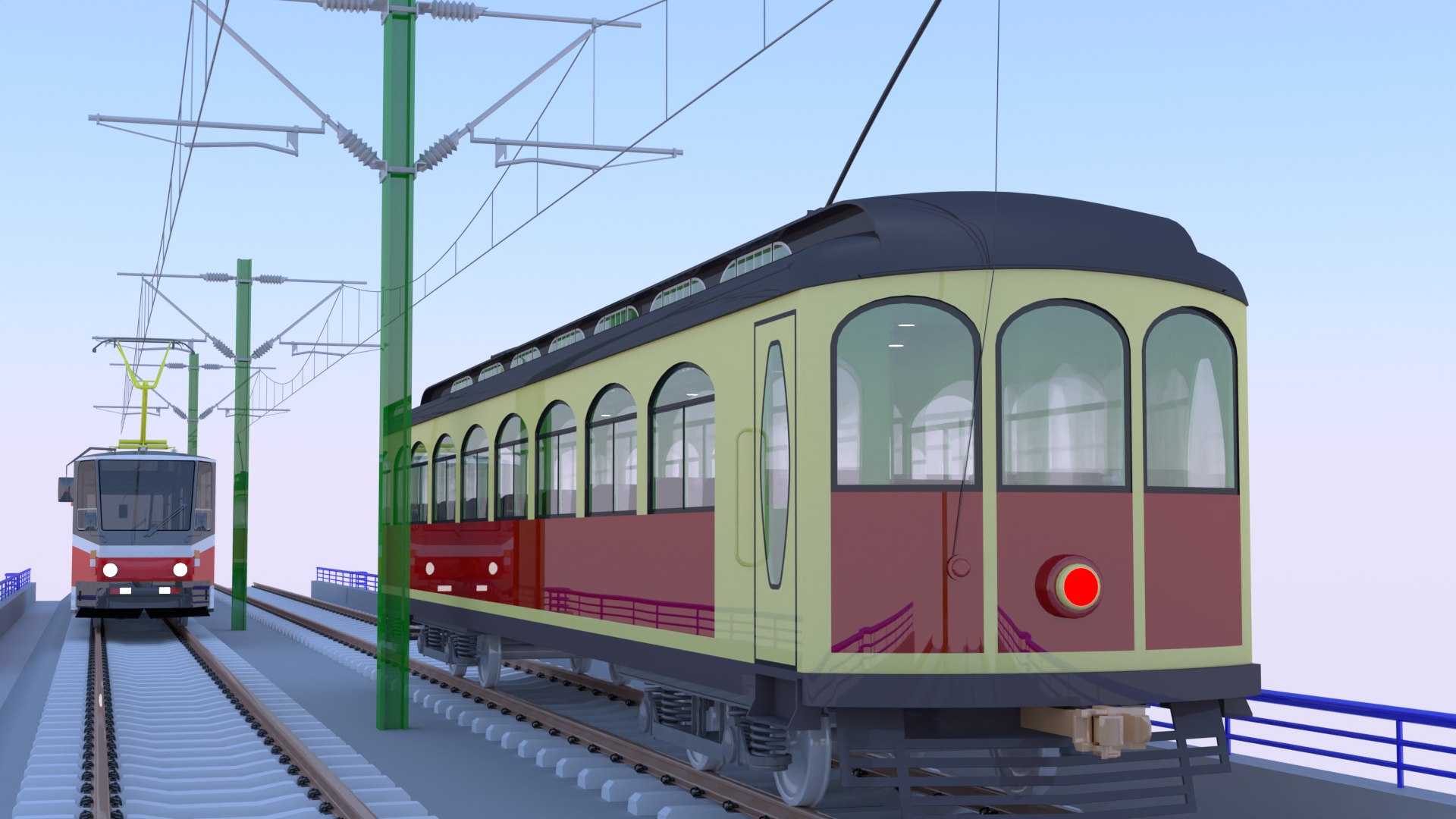 3D Model Bridge With Historical And Modern Tram - TurboSquid 2175021