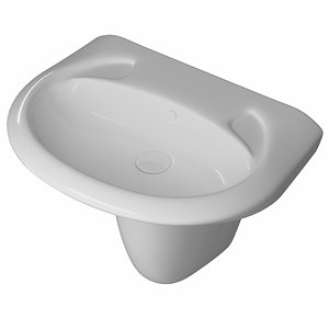 3D pedestal half wash basin