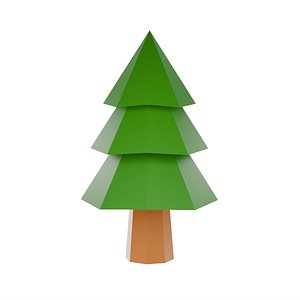 Low Poly Spruce Tree Stylized Game Ready 3D Model 3D model