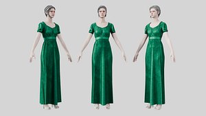 Dress 04 Emerald Velvet Green model