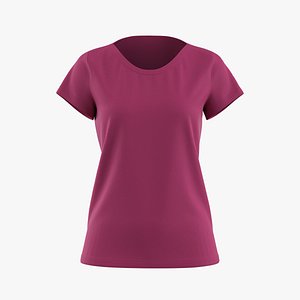 Leaf Neck Women Tee Design 3D model