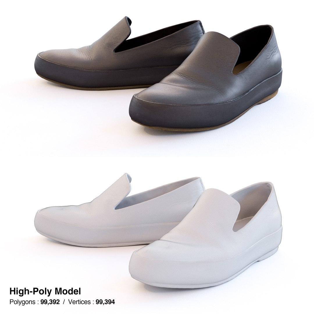 Leather Slip-on Shoes model - TurboSquid 2079867