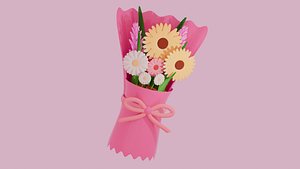 3D Stylized Flower Bouquet Colorful Daisy Floral 3D Model model