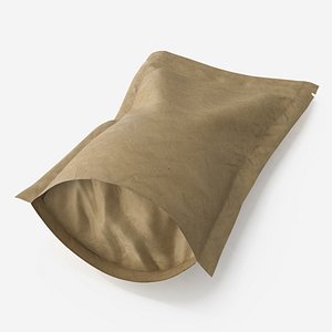 Eco-Friendly Stand-Up Pouch with Zipper Brown 3D model