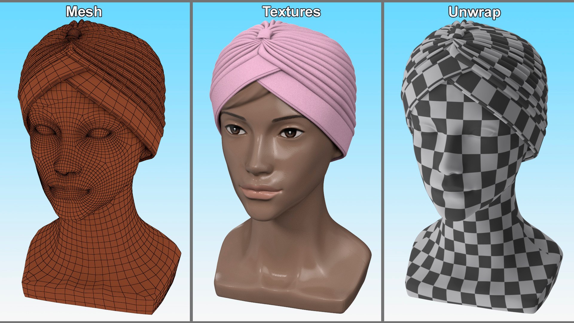 3D Pink Turban Headwear https://p.turbosquid.com/ts-thumb/0K/EHn3LG/Yk/pink_turban_headwear_010/jpg/1744086579/1920x1080/fit_q87/5afc2e5a731bd94e75fe41aed8ef50ee5d25d5e0/pink_turban_headwear_010.jpg