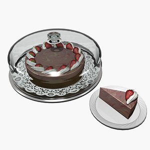3d model of strawberry marble cheesecake