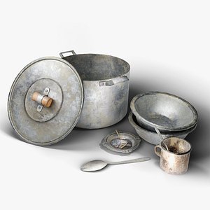 3D Old metal dishes da1