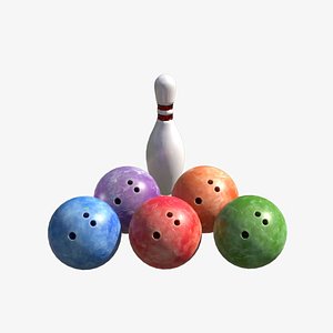 3D Bowling Balls  Pins Set 3D model