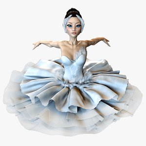 3D White Swan Ballerina Rigged Character model
