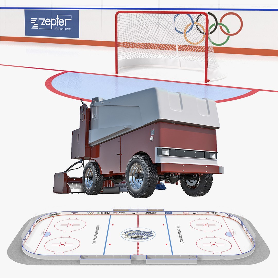 Ice Hockey Rink and Ice Resurfacing Machine 3D Models Collection 3D model preview