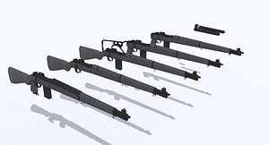 springfield rifle multiple variations 3d model