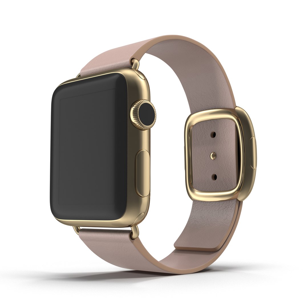 Apple Watch 38mm Gold Case with Rose Gray Modern Buckle 3D Model 3D model preview