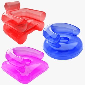 Inflatable Chill Seats Collection - Colorful Pool Chairs Pack 3D model